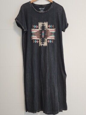 Hrt & Luv Tribal Print Mineral Wash 100% Cotton Dress